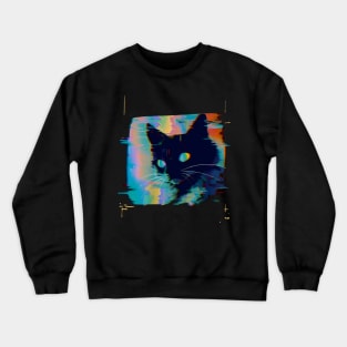 Psychedelic Weirdcore Cat Crewneck Sweatshirt